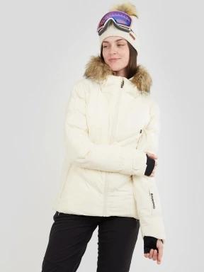 Fundango Elyra Fur Padded Jacket damski pikowana kurtka narciarska biały 1