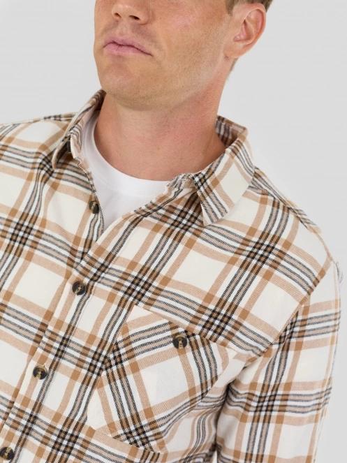 Fundango Harris Shirt męski koszula z dlugim rekawem piasek 5