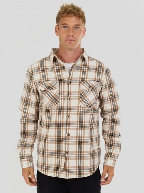 Fundango Roddy Lined Shirt męski kurtka koszulowa piasek 5