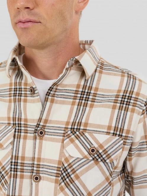 Fundango Roddy Lined Shirt męski kurtka koszulowa piasek 7
