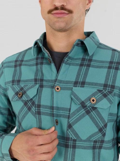 Fundango Roddy Lined Shirt męski kurtka koszulowa zielony 7