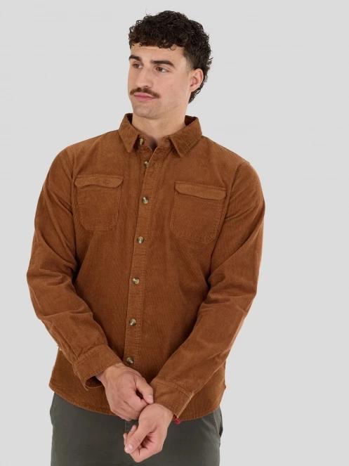 Fundango Oregon Corduroy Shirt męski koszula z dlugim rekawem brąz 2