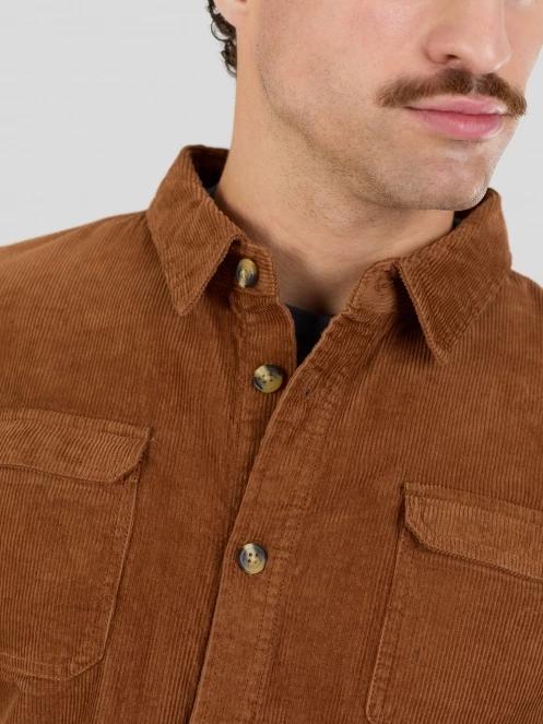 Fundango Oregon Corduroy Shirt męski koszula z dlugim rekawem brąz 7