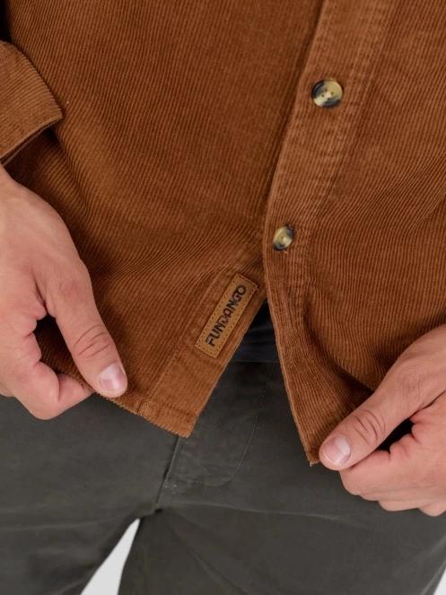 Fundango Oregon Corduroy Shirt męski koszula z dlugim rekawem brąz 8