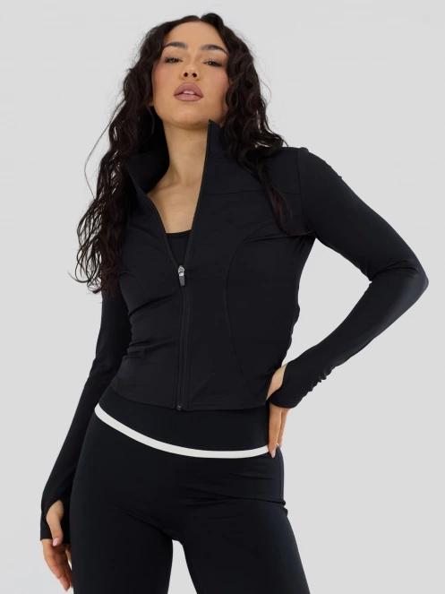 Fundango Flop Zip Up Top damski koszulka sportowa z dlugim rekawem czarny 2