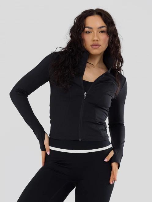 Fundango Flop Zip Up Top damski koszulka sportowa z dlugim rekawem czarny 6